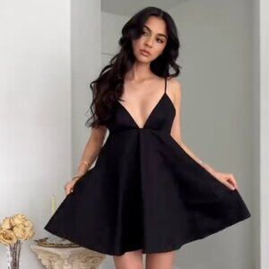 Zara Poplin Short Dress w/ Straps NWT Black Size Small